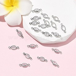 SHEGRACE Brass Pave Cubic Zirconia Oval Connector Charms&nbsp;XGRQ2O400-439A-P