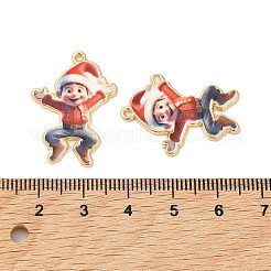 クリスマス合金エナメルペンダント  長持ちメッキ  ゴールドカラー  子供の魅力  カラフル  27x19.5x1.5mm  穴：1mm&nbsp;ENAM-K069-44D-G