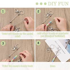 2 個真鍮バービーズキーホルダージュエリー作成 diy 工芸品  合金ロブスター留め金付き  プラチナ  16cm&nbsp;KEYC-CJ0001-04