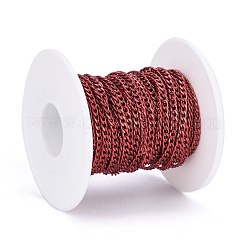 電気泳動 304 ステンレス鋼カーブチェーン  溶接されていない  スプールで  暗赤色  4.2x2.6x0.6mm  約32.8フィート（10m）/ロール&nbsp;CHS-I003-Q06