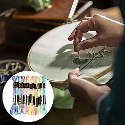 6層ポリエステル刺繍フロス  クロスステッチの糸  セグメント染めグラデーションカラー/クリスマス/秋カラーシリーズ  カラフル  0.5~1mm  約8.75ヤード（8m）/バンドル  12束/セット&nbsp;OCOR-WH20074-15B