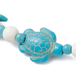 3Pcs 3 Colors Starfish & Turtle Synthetic Turquoise Beads Stretch Bracelets for Women&nbsp;BJEW-JB12129