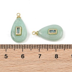 染め天然な白翡翠ペンダント  ティアドロップチャーム  真鍮パヴェキュービックジルコニア留め  18KGP本金メッキ  カドミウムフリー＆鉛フリー  ラックめっき  長持ちメッキ  ダークシーグリーン  18~19x10x5~6.5mm  穴：1.4mm&nbsp;GG-CBA4154-03G-03