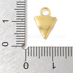 スターリングシルバーの赤いエナメルチャーム925個  ゴールドカラー  スタンプ925個付き  ピザ  13x9x1.5mm  穴：2.5mm&nbsp;STER-Z012-01G-02