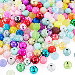 160 個 8 スタイル混合スタイルアクリルビーズ  ラウンド  ミックスカラー  12mm  穴：2~2.5mm  20個/スタイル&nbsp;FACR-TA0001-13