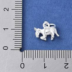 スターリングシルバー925D中国十二支チャーム3個  丸カン付き  銀色のメッキ  馬  8~14x5~11x3~6.5mm  穴：3.5mm&nbsp;STER-P066-01S-07
