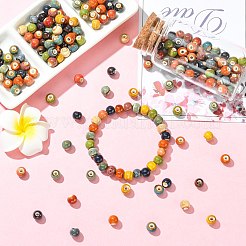 ヴィンテージスタイルのビーズ200個  DIY アクセサリー ミックス 8mm フラワー 釉薬 ラウンド セラミック ルーズ ビーズ  景徳鎮のセラミックビーズ  手紐アクセサリー  カラフル  8mm  穴：2.8mm&nbsp;PORC-CJ0001-47