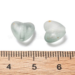 つや消し透明なアクリルビーズ  ハート  金箔とグリッタービーズ付き  スレートグレイ  9x10x5.5mm  穴：1.6mm&nbsp;X1-OACR-F013-08