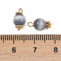 Cat Eye Round Charms&nbsp;KK-B157-35G