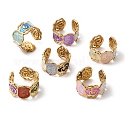 304 Stainless Steel Enamel Open Cuff Rings&nbsp;RJEW-L335-03B-G