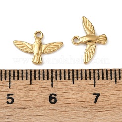 304ステンレススチールチャーム  ゴールドカラー  鳥  8.5x12x1.5mm  穴：1mm&nbsp;STAS-R170-01G-05