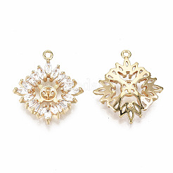 Brass Micro Pave Clear Cubic Zirconia Peg Bails Pendants&nbsp;KK-T056-88G-NF