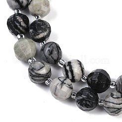 Natural Black Netstone Beads Strands&nbsp;G-G182-B08-05