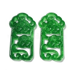 天然白翡翠染め彫刻ペンダント  中空の吉祥雲のチャーム  38.5x20x3mm&nbsp;G-Q009-01