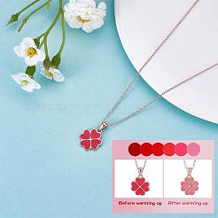 Four Leaf Clover Pendant Necklace Sterling 925 Silver Lucky Four Leaf Clover Necklace Adjustable Temperature-sensitive Color Changing Pendant Necklaces Jewelry Gift for Women&nbsp;JN1087A