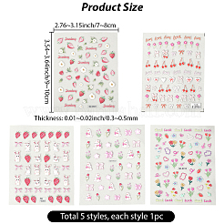 5個 5スタイル ペット用プラスチック装飾ステッカー  フルーツ  9~10x7~8x0.03~0.05mm&nbsp;MRMJ-SP0001-25