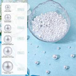 800 個 6 スタイル ABS プラスチック模造パールビーズ  ラウンド  乳白色  4~16mm  穴：1~2.4mm&nbsp;KY-SZ0001-62