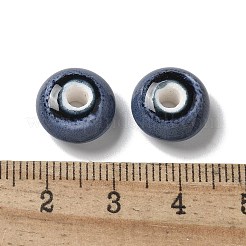 手作りの陶器ビーズ  ロンデル  ミッドナイトブルー  12x7mm  穴：3.3mm&nbsp;PORC-L080-B07