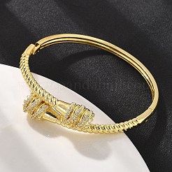 Brass Micro Pave Clear Cubic Zirconia Hinged Bangles&nbsp;BJEW-S168-03G