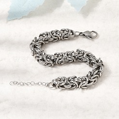304ステンレススチール製ビザンチンチェーンブレスレット（女性用）  ステンレス鋼色  8mm  7.09インチ（18cm）&nbsp;BJEW-P399-01B-P