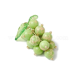 3個 3スタイル 天然ブラックオニキス（染色＆加熱）＆天然アメジスト＆合成インペリアルジャスパー ハンドメイド ラウンドビーズ フルーツペンダント  304ステンレススチールループ付きブドウチャーム  ミックスカラー  39x23x23mm  穴：4mm  1個/スタイル&nbsp;PALLOY-MZ00791