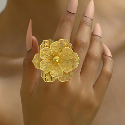Luxurious Iron Flower Open Cuff Ring for Women's Party Dressing&nbsp;SW9832