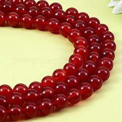 DIYジュエリーブレスレット作りキット  3連売り8mm染めの丸い天然白翡翠ビーズと平らな弾性糸  レッド  8mm  穴：1mm  約49個/連  15.16''（38.5センチメートル）  1連 /セット&nbsp;DIY-SZ0003-69I