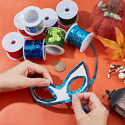 8ロール8色の環境に優しいプラスチック製のスパンコールビーズ  スパンコールビーズ  装飾アクセサリー  フラットラウンド  ミックスカラー  6mm  約5m /ロール  1ロール/色&nbsp;PVC-PH0001-27