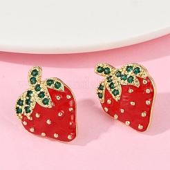 Brass Micro Pave Cubic Zirconia Stud Earrings&nbsp;EJEW-F895-27C-02G