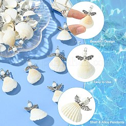 50Pcs 10 Styles Shell & Alloy Pendants&nbsp;PALLOY-CJ00044