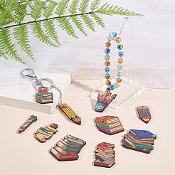 10スタイルの木製ペンダント10個  ミックスカラー  混合図形  43~58.5x13~44x37.5mm  穴：2.2~2.5mm  1個/スタイル&nbsp;WOOD-PH0003-13