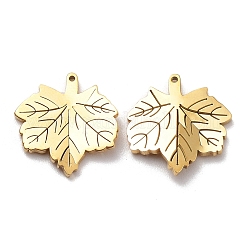 イオンプレーティング（IP）304ステンレスペンダント  葉  ゴールドカラー  15.5x15x2mm  穴：0.8mm&nbsp;STAS-M089-58G