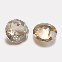 カット加工ガラスラインストーンチャーム  模造オーストリアのクリスタル  フラットラウンド  黄金の影  8x4mm  穴：1mm&nbsp;RGLA-F051-8mm-001GS