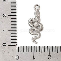 変色しない304ステンレススチールペンダント  スネークチャーム  ステンレス鋼色  26x10x2.5mm  穴：1.6mm&nbsp;STAS-N103-11P