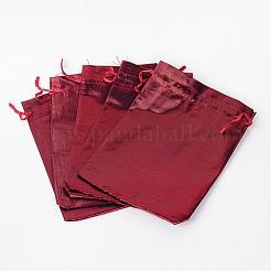 レクタングル布地バッグ  巾着付き  暗赤色  17.5x13cm&nbsp;X-ABAG-R007-18x13-03