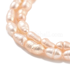 天然養殖淡水パールビーズ連売り  ライス  グレードA +  桃パフ  2.8~3.2mm  穴：0.3mm  約31個/連  6.69''~6.89''（17~17.5センチメートル）&nbsp;PEAR-P062-01B