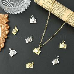 8Pcs 4 Styles Brass Pave Cubic Zirconia Camera Charms&nbsp;KK-CJ0004-36