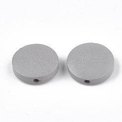 塗装天然木ビーズ  フラットラウンド  ライトグレー  15~15.5x4mm  穴：1.8mm&nbsp;WOOD-S049-02B-07