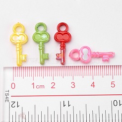 不透明なABカラーアクリルスケルトンキーペンダント  ミックスカラー  23x10x3mm  穴：3mm&nbsp;X-SACR-R697-M24