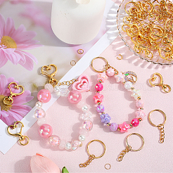 150Pcs 3 Styles Heart Shape Zinc Alloy Swivel Lobster Clasp with Iron Split Key Rings with 304 Stainless Steel Jump Rings&nbsp;FIND-SP0002-59G