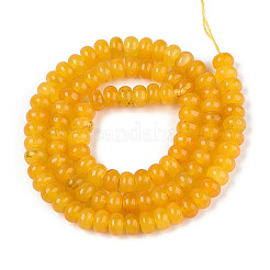 染め加工天然石ホワイトジェイドビーズ連売り  ロンデル  ゴールド  6~6.5x4~4.5mm  穴：1mm  約86~90個/連  14.57~15.16''（37~38.5センチメートル）&nbsp;X-G-T139-59A-07