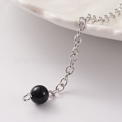 Platinum Tone Brass Dyed & Heated Black Agate Cone Hexagonal Pointed Dowsing Pendulums&nbsp;MAK-M015-01C