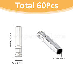 60 個の合金コード端  エンドキャップ  笛形状  プラチナ  21.5x5mm  内径：4mm&nbsp;FIND-FH0009-54