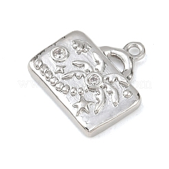 Brass Micro Pave Clear Cubic Zirconia Pendants&nbsp;KK-G545-01P