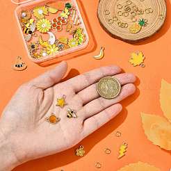 30本合金エナメルペンダント  花と果物のチャーム  50個の真鍮製オープン丸カン付き  ゴールドカラー  13~36x8~23x1~3mm  穴：1.1~4mm&nbsp;FIND-FS0004-48