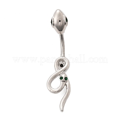 Alloy Rhinestone Snake Curved Barbell Belly Rings&nbsp;LS-AJEW-R007-03P-03
