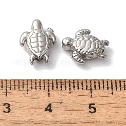 変色しない304ステンレススチールビーズ  カメ  ステンレス鋼色  11x9x4mm  穴：1mm&nbsp;STAS-I305-172P