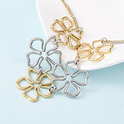 304 Stainless Steel Two Tone Flower Bib Necklaces for Women&nbsp;NJEW-F361-01GP
