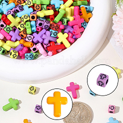 800Pcs 2 Styles Cross Theme Acrylic Beads&nbsp;MACR-PA0001-45C