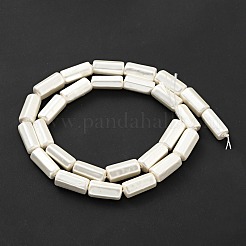 電気めっきシェルパールビーズ連売り  洗練された  六角柱  ホワイト  15x7.5x6.5mm  穴：0.8mm  約27個/連  15.94インチ（40.5cm）&nbsp;BSHE-G027-08A
